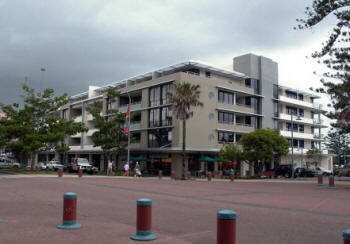 Photo of Port Macquarie mixed use retail and residential development conceptualised by Bruce Richards, Architects Kann Finch.